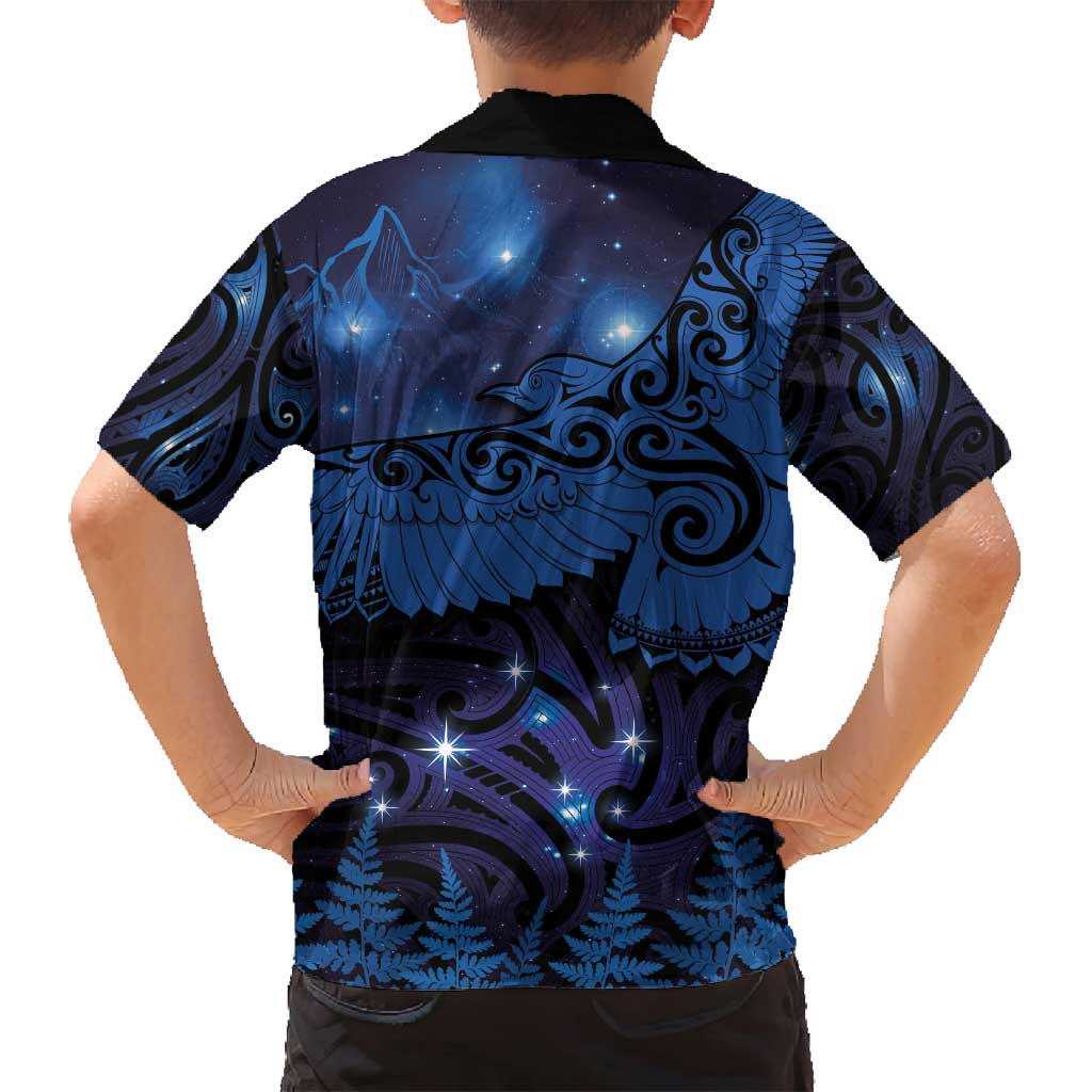 New Zealand Kea Bird Family Matching Off Shoulder Maxi Dress and Hawaiian Shirt Maori Tattoo and Silver Fern Matariki Style LT03 - Polynesian Pride