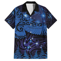 New Zealand Kea Bird Family Matching Tank Maxi Dress and Hawaiian Shirt Maori Tattoo and Silver Fern Matariki Style LT03 Dad's Shirt - Short Sleeve Blue - Polynesian Pride