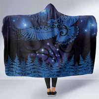 New Zealand Kea Bird Hooded Blanket Maori Tattoo and Silver Fern Matariki Style LT03 One Size Blue - Polynesian Pride
