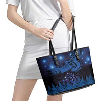 New Zealand Kea Bird Leather Tote Bag Maori Tattoo and Silver Fern Matariki Style LT03 - Polynesian Pride