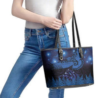 New Zealand Kea Bird Leather Tote Bag Maori Tattoo and Silver Fern Matariki Style LT03 - Polynesian Pride