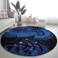 New Zealand Kea Bird Round Carpet Maori Tattoo and Silver Fern Matariki Style LT03 - Polynesian Pride