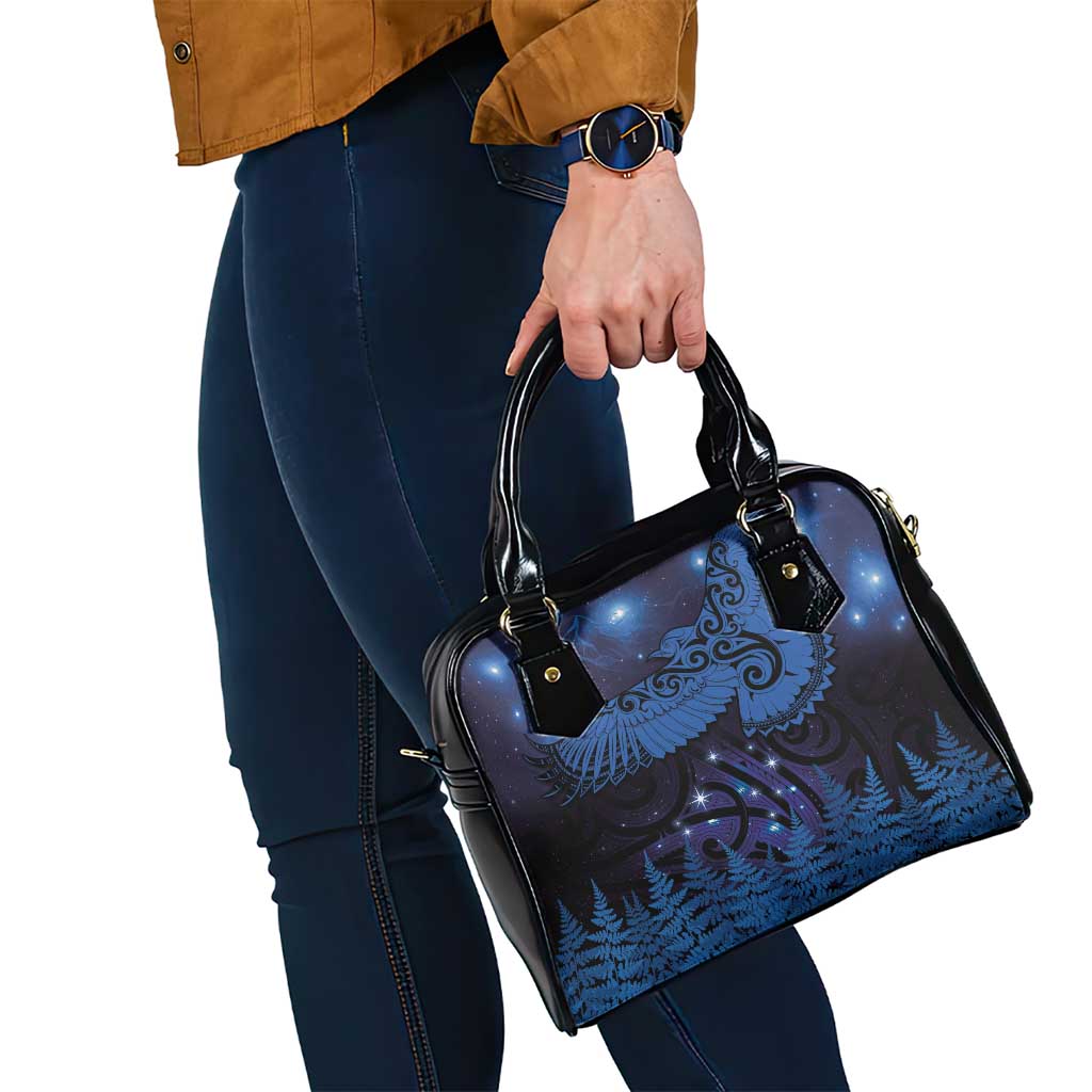New Zealand Kea Bird Shoulder Handbag Maori Tattoo and Silver Fern Matariki Style