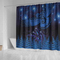 New Zealand Kea Bird Shower Curtain Maori Tattoo and Silver Fern Matariki Style LT03 - Polynesian Pride