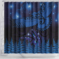 New Zealand Kea Bird Shower Curtain Maori Tattoo and Silver Fern Matariki Style LT03 - Polynesian Pride