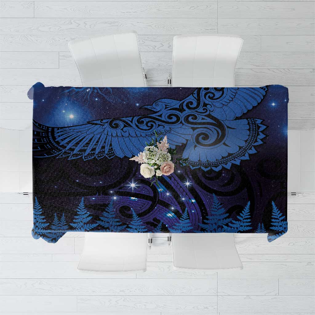 New Zealand Kea Bird Tablecloth Maori Tattoo and Silver Fern Matariki Style LT03 Blue - Polynesian Pride