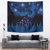 New Zealand Kea Bird Tapestry Maori Tattoo and Silver Fern Matariki Style LT03 Blue - Polynesian Pride