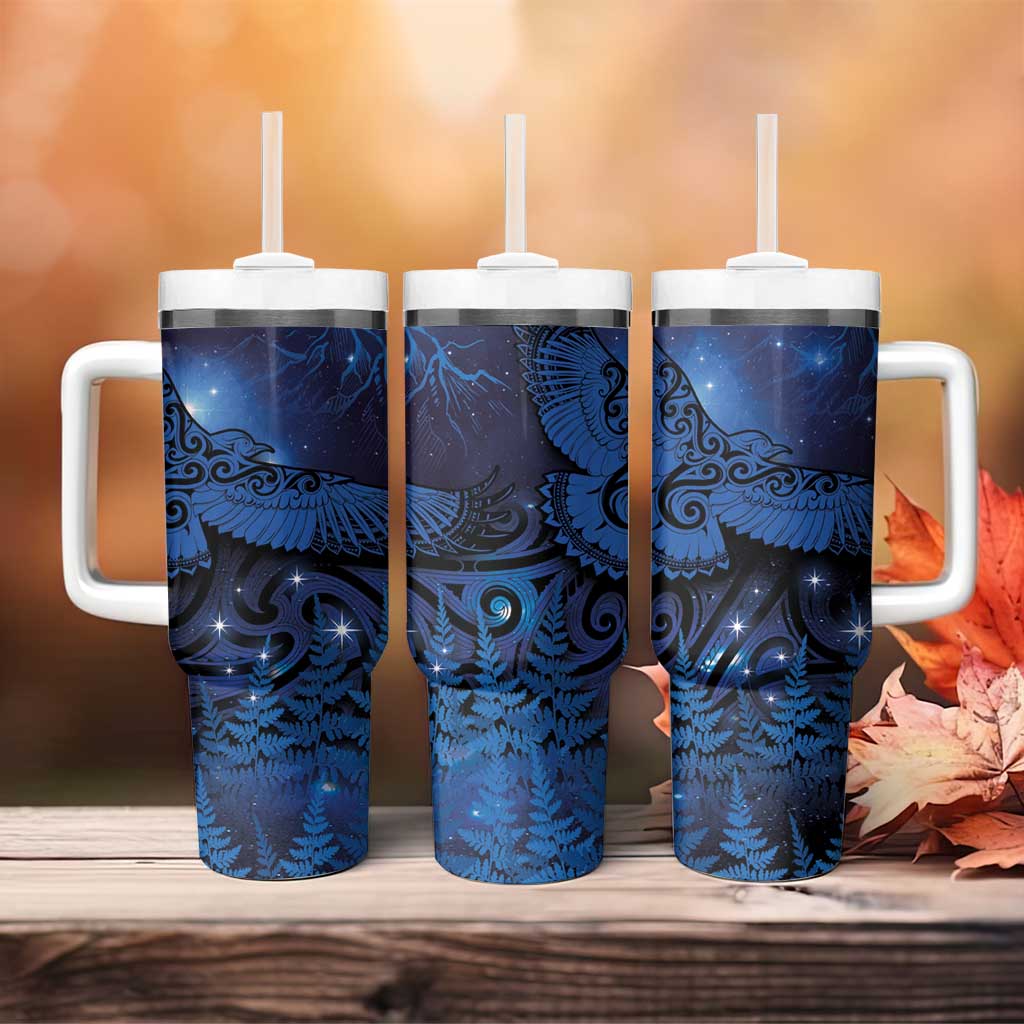 New Zealand Kea Bird Tumbler With Handle Maori Tattoo and Silver Fern Matariki Style
