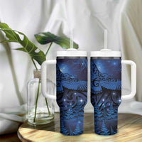 New Zealand Kea Bird Tumbler With Handle Maori Tattoo and Silver Fern Matariki Style
