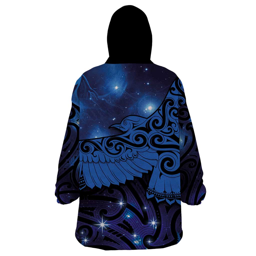 New Zealand Kea Bird Wearable Blanket Hoodie Maori Tattoo and Silver Fern Matariki Style LT03 - Polynesian Pride