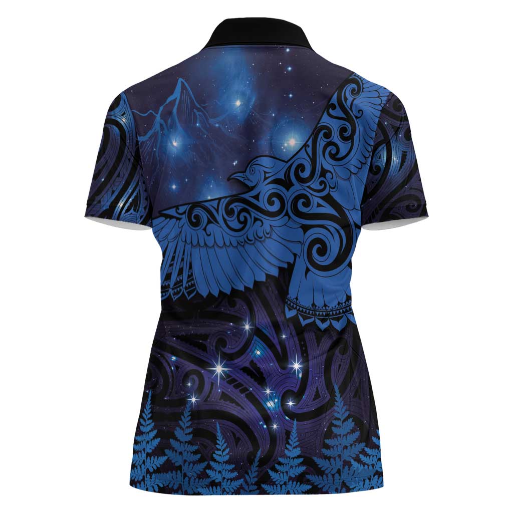 New Zealand Kea Bird Women Polo Shirt Maori Tattoo and Silver Fern Matariki Style LT03 - Polynesian Pride