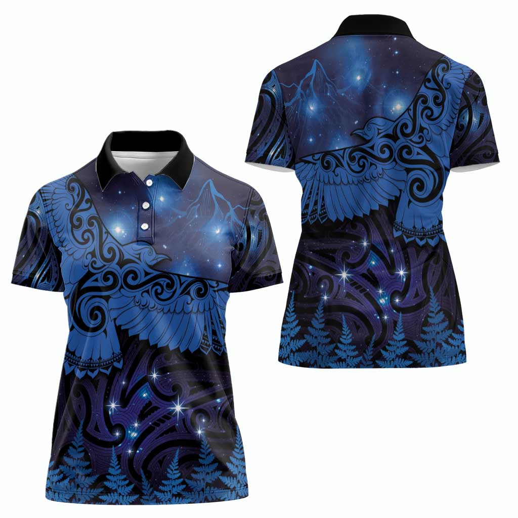 New Zealand Kea Bird Women Polo Shirt Maori Tattoo and Silver Fern Matariki Style LT03 - Polynesian Pride