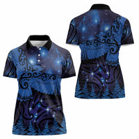 New Zealand Kea Bird Women Polo Shirt Maori Tattoo and Silver Fern Matariki Style LT03 - Polynesian Pride