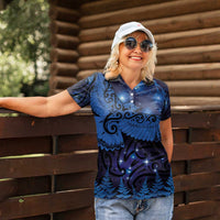 New Zealand Kea Bird Women Polo Shirt Maori Tattoo and Silver Fern Matariki Style LT03 - Polynesian Pride