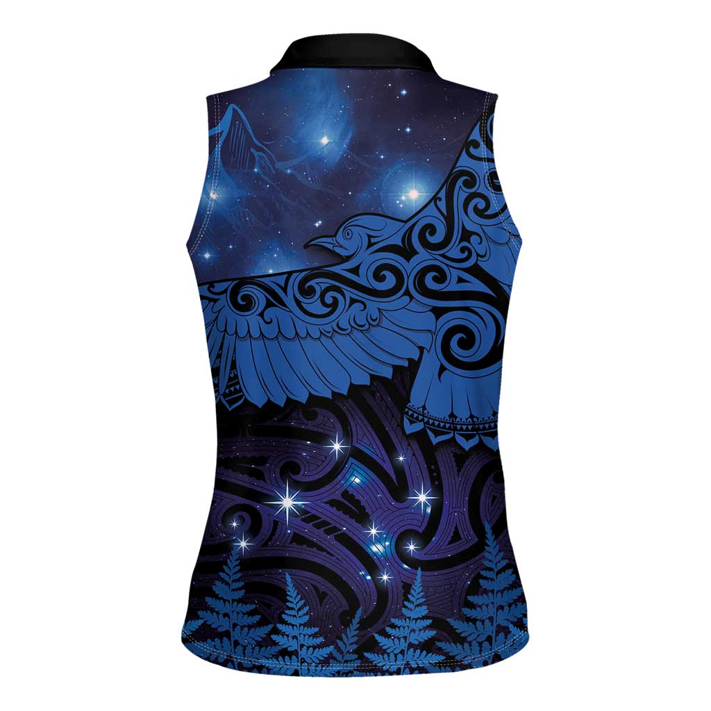 New Zealand Kea Bird Women Sleeveless Polo Shirt Maori Tattoo and Silver Fern Matariki Style LT03 - Polynesian Pride