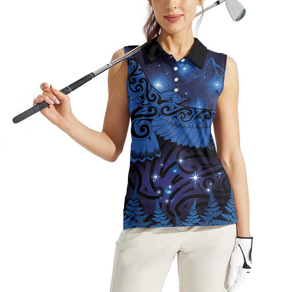 New Zealand Kea Bird Women Sleeveless Polo Shirt Maori Tattoo and Silver Fern Matariki Style LT03 - Polynesian Pride