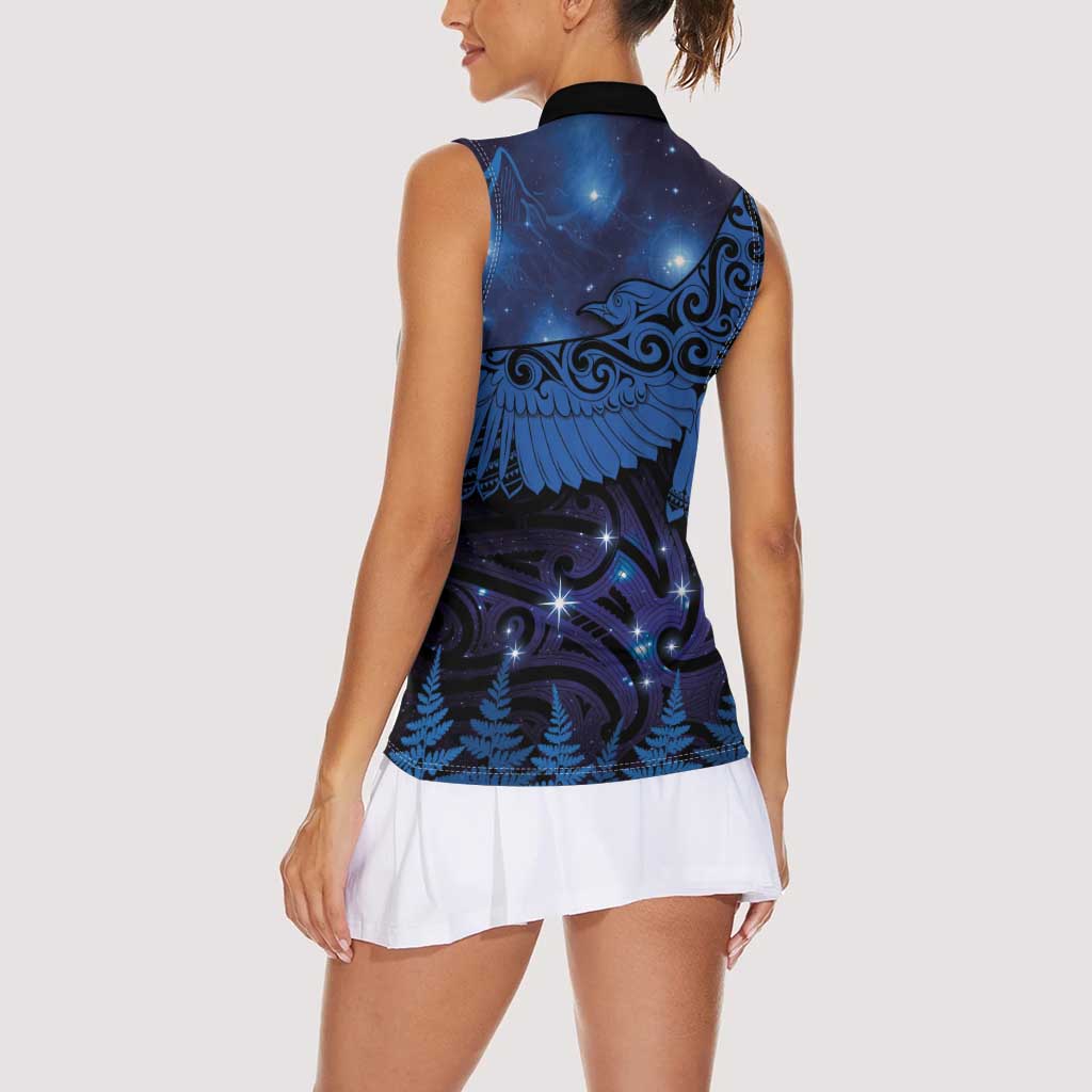 New Zealand Kea Bird Women Sleeveless Polo Shirt Maori Tattoo and Silver Fern Matariki Style LT03 - Polynesian Pride