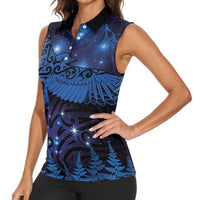 New Zealand Kea Bird Women Sleeveless Polo Shirt Maori Tattoo and Silver Fern Matariki Style LT03 - Polynesian Pride