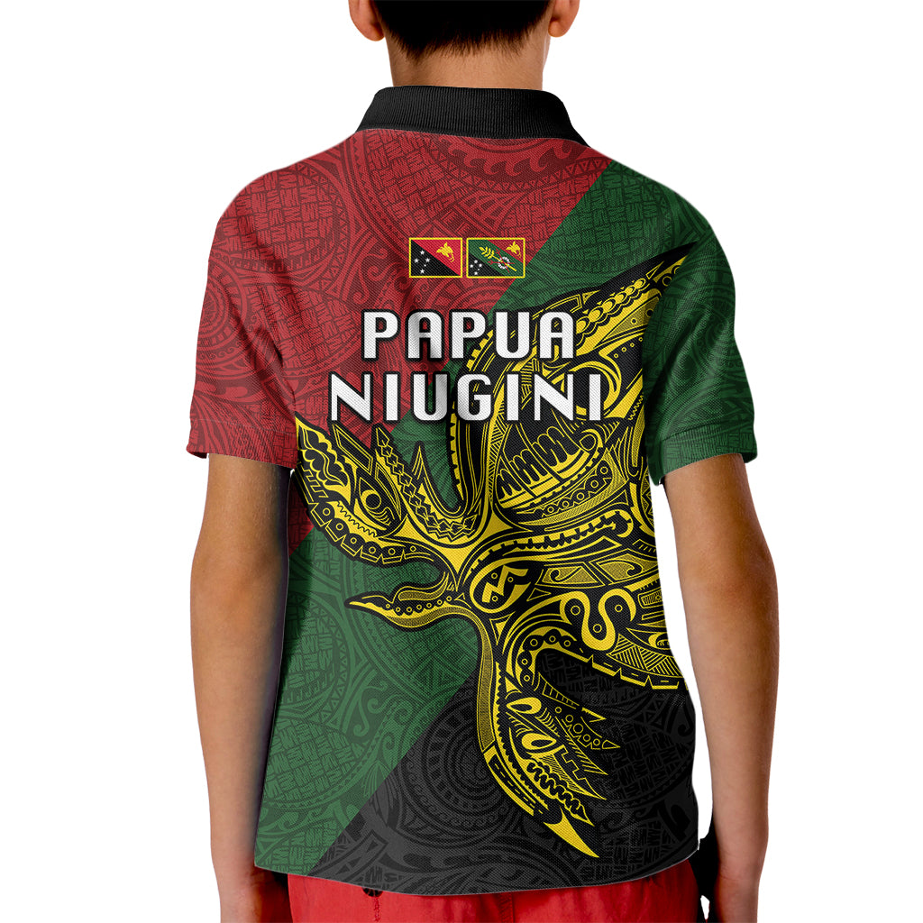Papua New Guinea Chimbu Province Kid Polo Shirt PNG Birds Of Paradise Polynesian Arty Style LT03 - Polynesian Pride