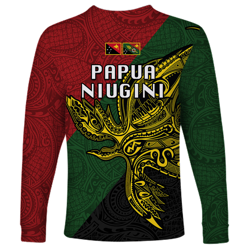 Papua New Guinea Chimbu Province Long Sleeve Shirt PNG Birds Of Paradise Polynesian Arty Style LT03 - Polynesian Pride