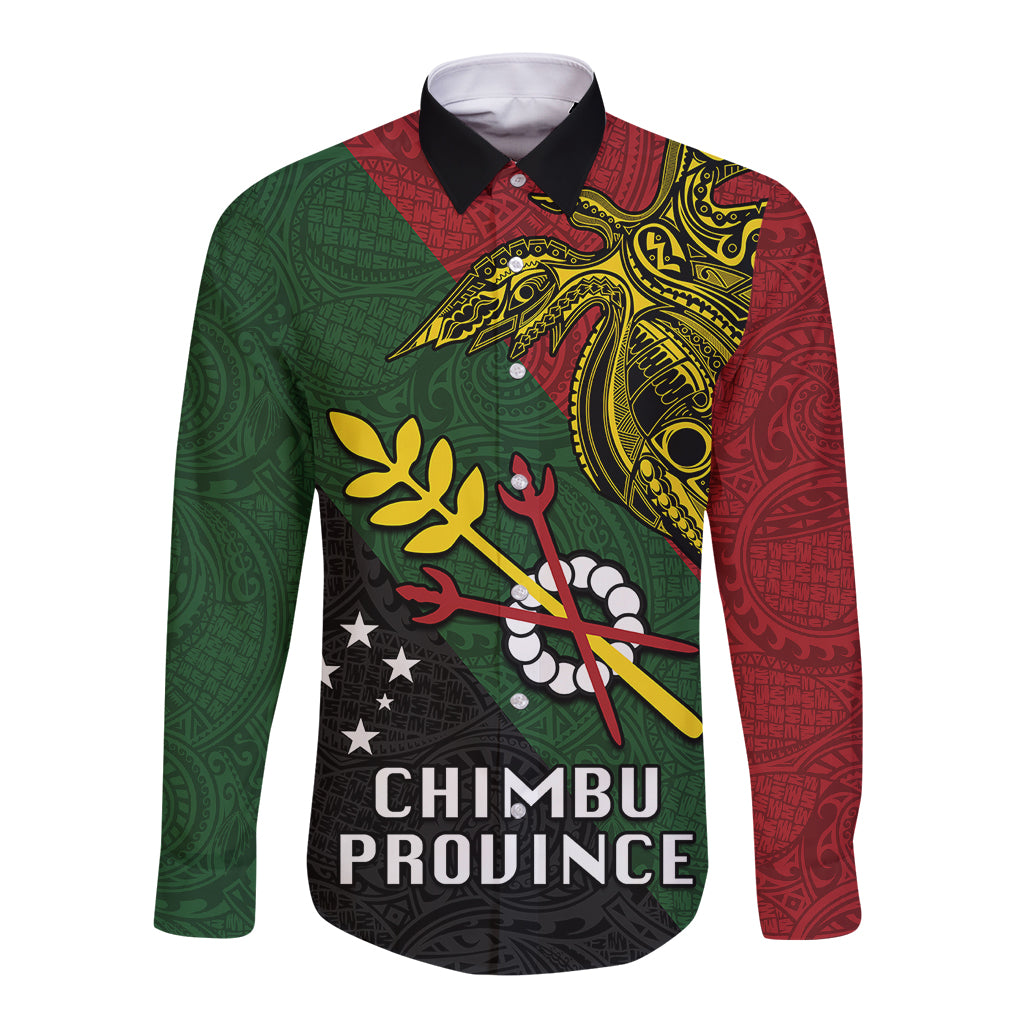 Custom Papua New Guinea Chimbu Province Long Sleeve Button Shirt PNG Birds Of Paradise Polynesian Arty Style LT03 Unisex Green - Polynesian Pride