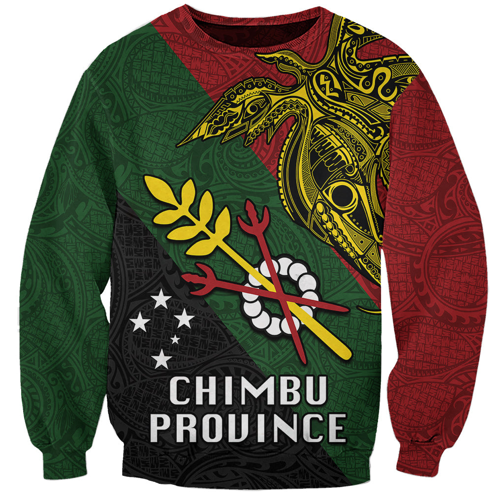 Custom Papua New Guinea Chimbu Province Sweatshirt PNG Birds Of Paradise Polynesian Arty Style LT03 Unisex Green - Polynesian Pride