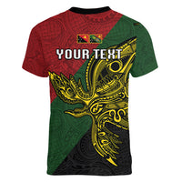 Custom Papua New Guinea Chimbu Province Women V Neck T Shirt PNG Birds Of Paradise Polynesian Arty Style LT03 - Polynesian Pride