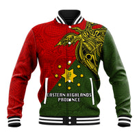 Papua New Guinea Eastern Highlands Province Baseball Jacket PNG Birds Of Paradise Polynesian Arty Style LT03 Unisex Green - Polynesian Pride