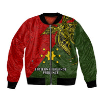 Papua New Guinea Eastern Highlands Province Bomber Jacket PNG Birds Of Paradise Polynesian Arty Style LT03 Unisex Green - Polynesian Pride