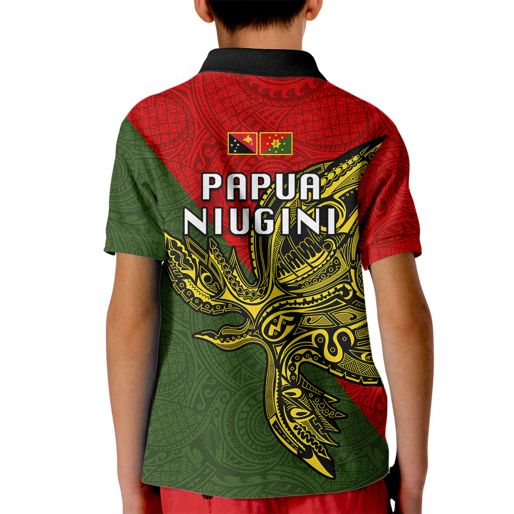 Papua New Guinea Eastern Highlands Province Kid Polo Shirt PNG Birds Of Paradise Polynesian Arty Style LT03 - Polynesian Pride