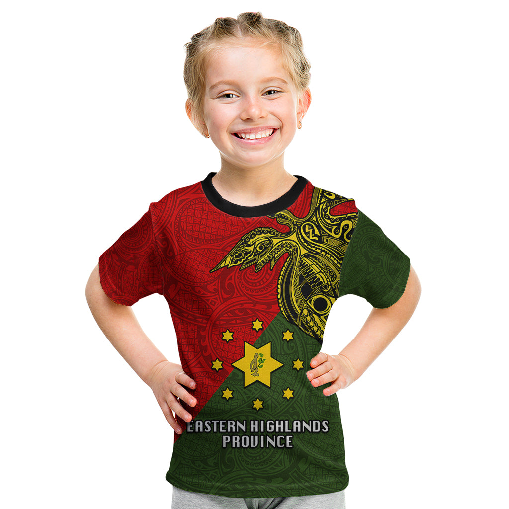 Papua New Guinea Eastern Highlands Province Kid T Shirt PNG Birds Of Paradise Polynesian Arty Style LT03 Green - Polynesian Pride