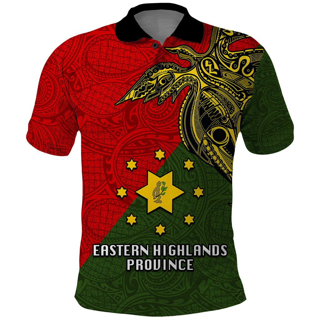 Papua New Guinea Eastern Highlands Province Polo Shirt PNG Birds Of Paradise Polynesian Arty Style LT03 Green - Polynesian Pride