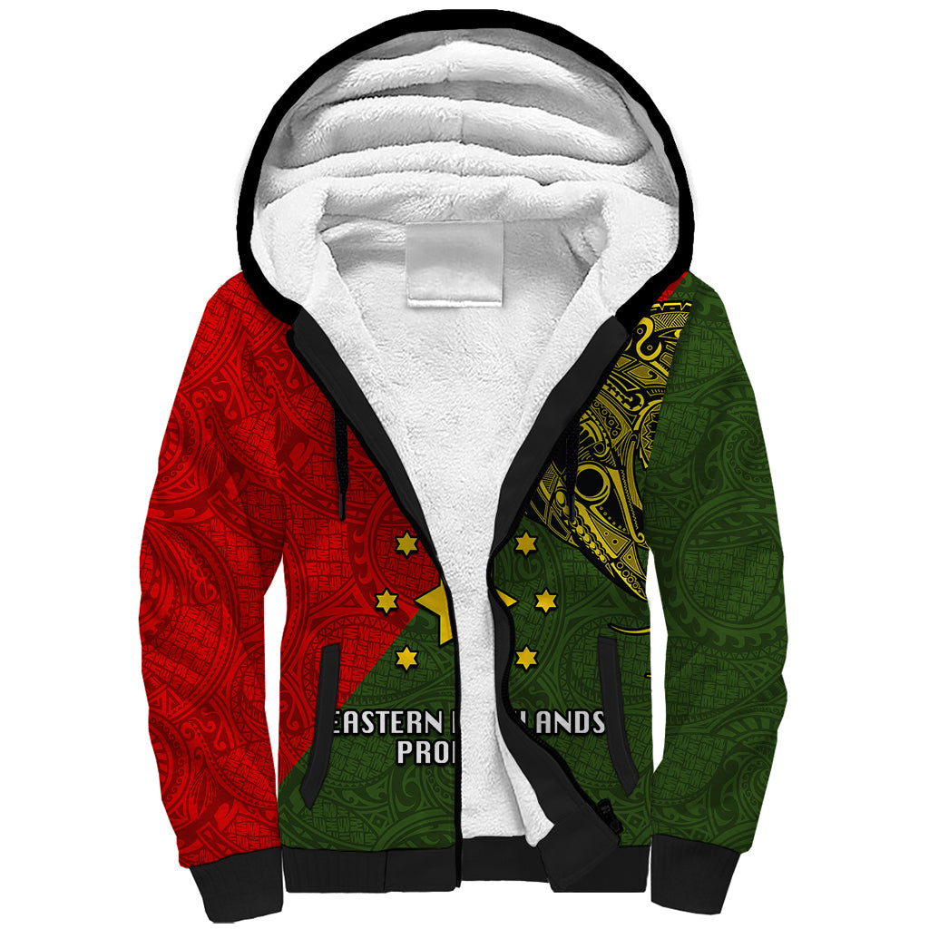 Papua New Guinea Eastern Highlands Province Sherpa Hoodie PNG Birds Of Paradise Polynesian Arty Style LT03 Unisex Green - Polynesian Pride
