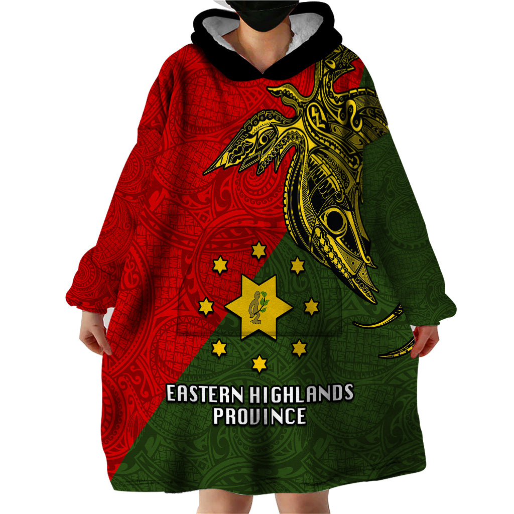 Papua New Guinea Eastern Highlands Province Wearable Blanket Hoodie PNG Birds Of Paradise Polynesian Arty Style LT03 - Polynesian Pride