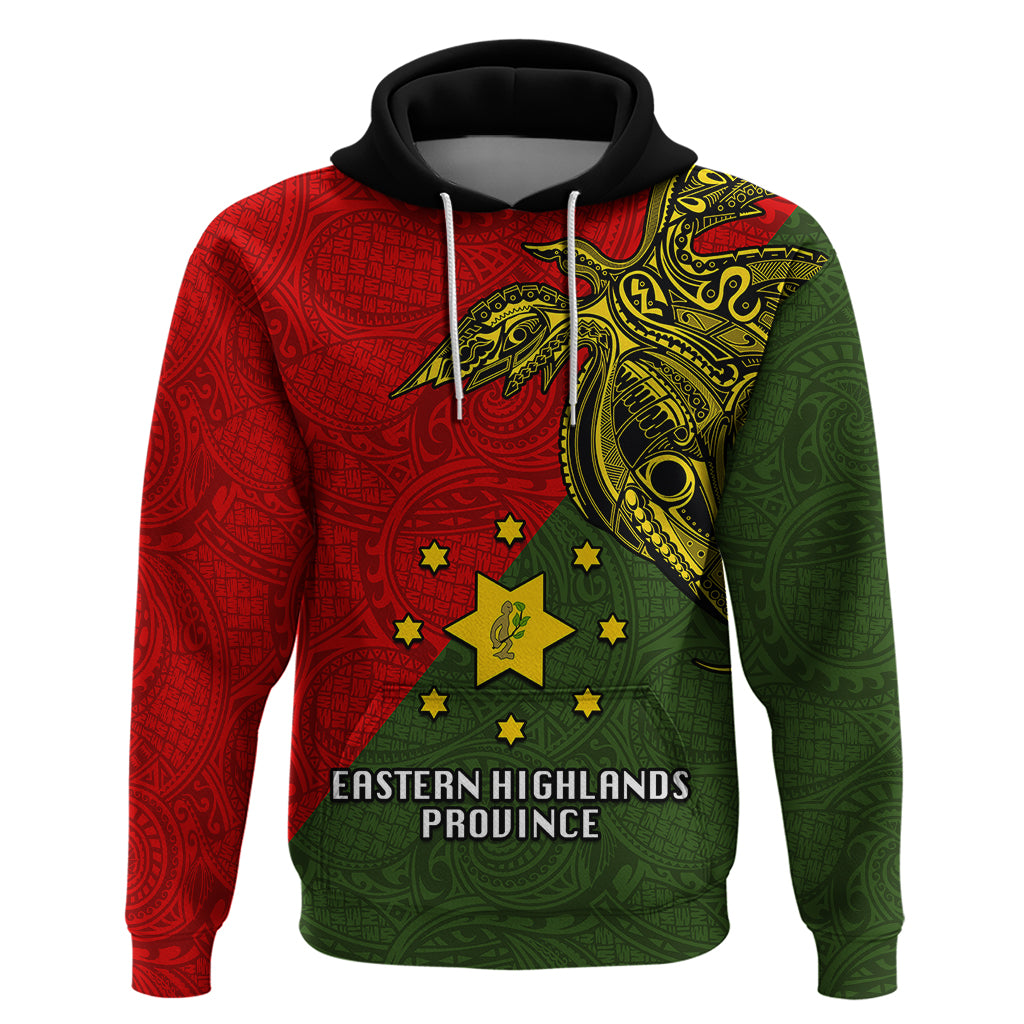 Custom Papua New Guinea Eastern Highlands Province Hoodie PNG Birds Of Paradise Polynesian Arty Style LT03 Pullover Hoodie Green - Polynesian Pride