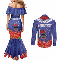 FAST Party Samoa Couples Matching Mermaid Dress and Long Sleeve Button Shirt Ula Fala Teuila Polynesian Tapa Pattern