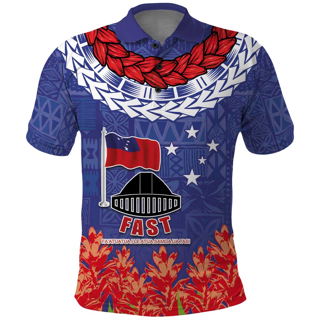 FAST Party Samoa Polo Shirt Ula Fala Teuila Polynesian Tapa Pattern