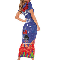 FAST Party Samoa Short Sleeve Bodycon Dress Ula Fala Teuila Polynesian Tapa Pattern