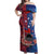 CHOGM FAST Samoa 2024 Off Shoulder Maxi Dress Samoan Tapa Tribal and Ornament Pattern with Hibiscus