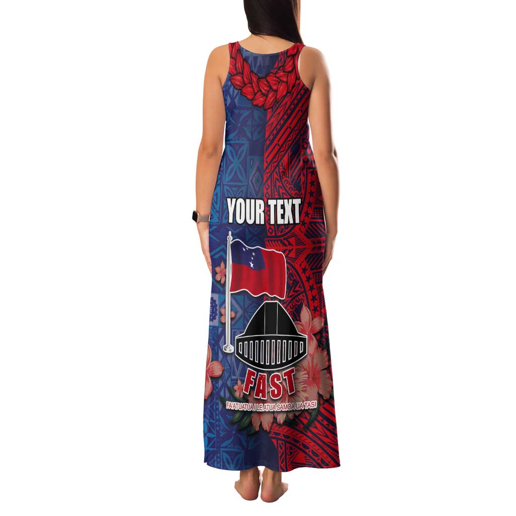 CHOGM FAST Samoa 2024 Tank Maxi Dress Samoan Tapa Tribal and Ornament Pattern with Hibiscus