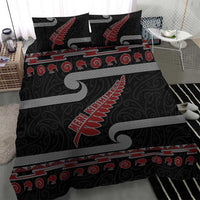 New Zealand Christmas Bedding Set Meri Kirihimete Silver Fern Knit Style Red Color - Polynesian Pride