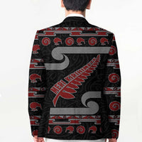 New Zealand Christmas Blazer Meri Kirihimete Silver Fern Knit Style Red Color LT03 - Polynesian Pride