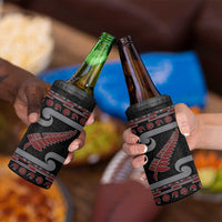 New Zealand Christmas 4 in 1 Can Cooler Tumbler Meri Kirihimete Silver Fern Knit Style Red Color - Polynesian Pride