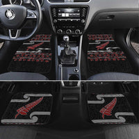 New Zealand Christmas Car Mats Meri Kirihimete Silver Fern Knit Style Red Color - Polynesian Pride