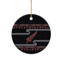 New Zealand Christmas Ceramic Ornament Meri Kirihimete Silver Fern Knit Style Red Color LT03 - Polynesian Pride