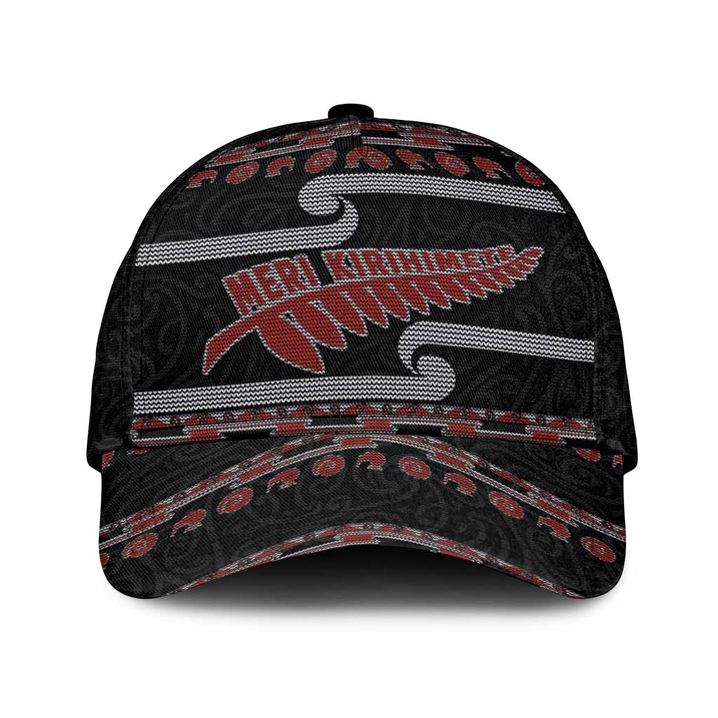 New Zealand Christmas Classic Cap Meri Kirihimete Silver Fern Knit Style Red Color - Polynesian Pride