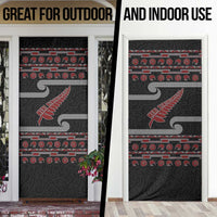 New Zealand Christmas Door Cover Meri Kirihimete Silver Fern Knit Style Red Color - Polynesian Pride