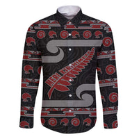 New Zealand Christmas Family Matching Puletasi and Hawaiian Shirt Meri Kirihimete Silver Fern Knit Style Red Color - Polynesian Pride