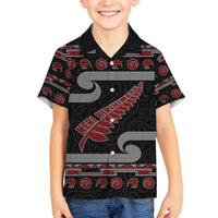 New Zealand Christmas Family Matching Puletasi and Hawaiian Shirt Meri Kirihimete Silver Fern Knit Style Red Color - Polynesian Pride