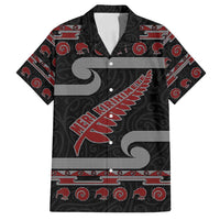 New Zealand Christmas Family Matching Tank Maxi Dress and Hawaiian Shirt Meri Kirihimete Silver Fern Knit Style Red Color - Polynesian Pride
